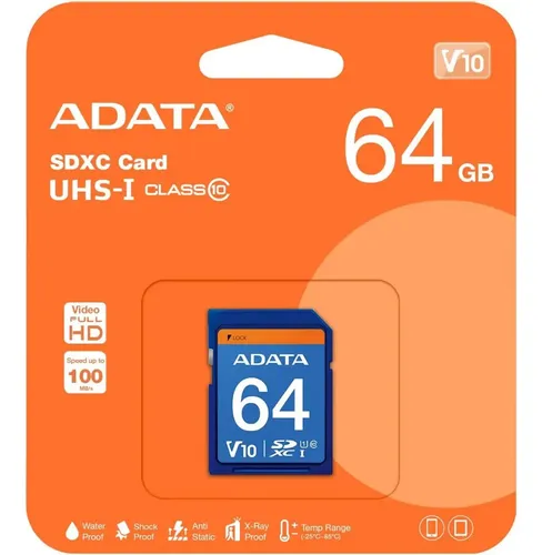 Tarjeta De Memoria SD ADATA Premier UHS-I Clase10 - 64GB